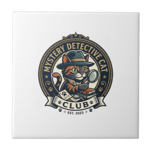 Azulejo Gato Detective Misterioso Gato Camiseta Gráfica Ar