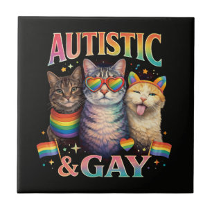 Azulejo Gato Divertido Autista y Gay