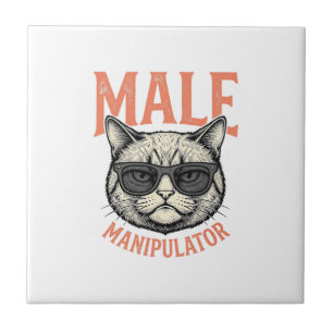 Azulejo Gato Divertido Manipulador Masculino Gafas de Sol