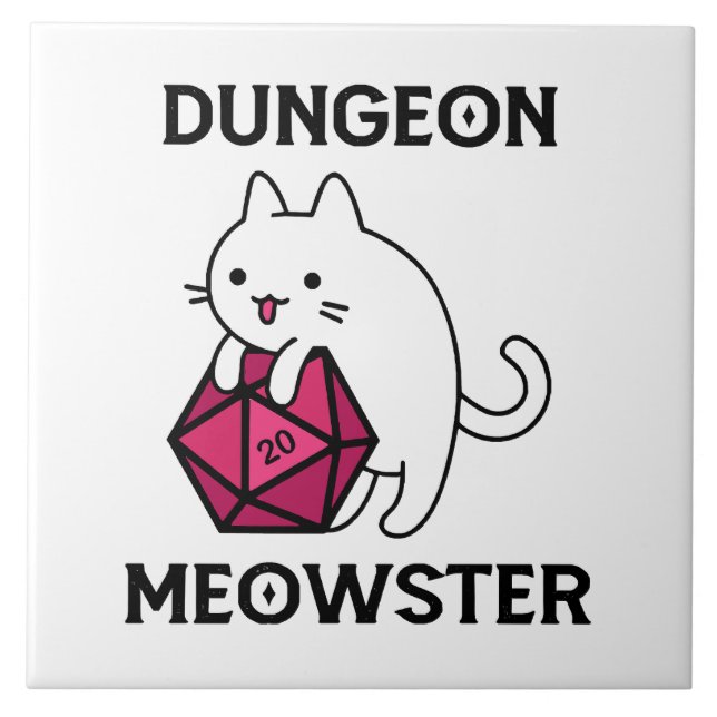Azulejo Gato Dungeon Meowster Divertido (Frente)