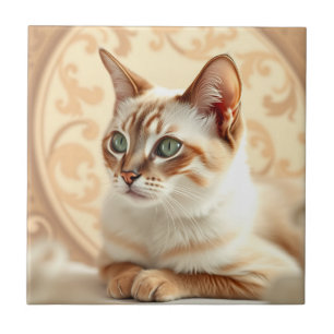 Azulejo Gato elegante de Ragdoll en Art Nouveau