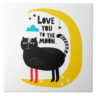 Azulejo Gato en la luna