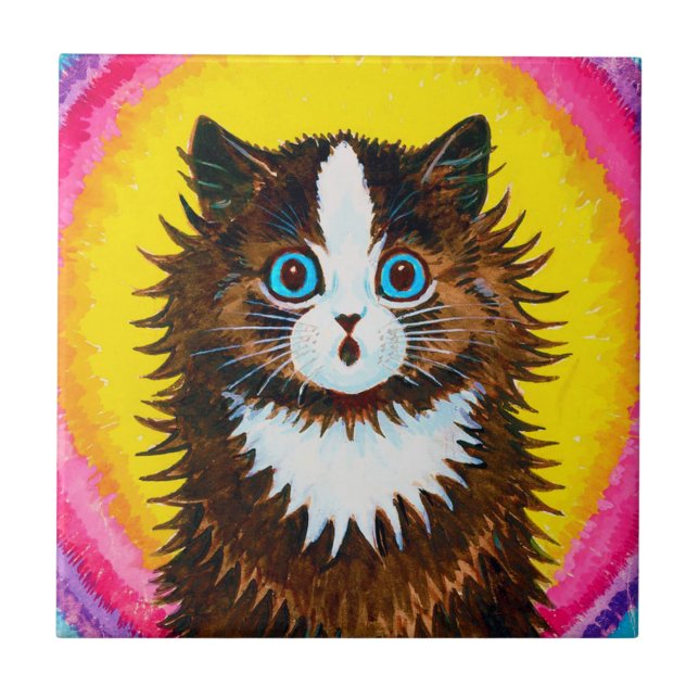 Azulejo Gato en un arcoiris, Louis Wain (Frente)