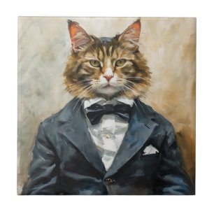 Azulejo Gato en un traje