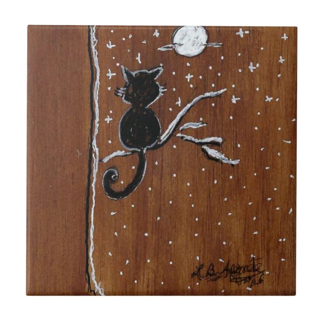 Azulejo Gato en una extremidad con el mosaico de cerámica  (Frente)