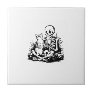 Azulejo Gato Esqueleto Divertido Cráneo Gatito Gatito Lind