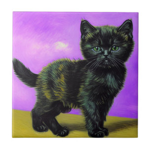 Azulejo Gato estilo Van Gogh