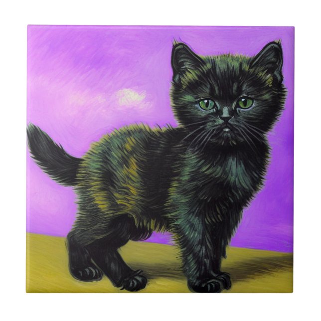 Azulejo Gato estilo Van Gogh (Frente)