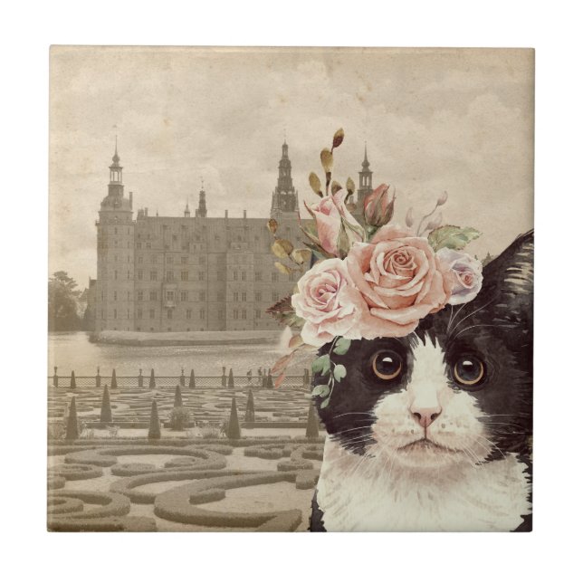 Azulejo Gato Fancy y el Castillo (Frente)