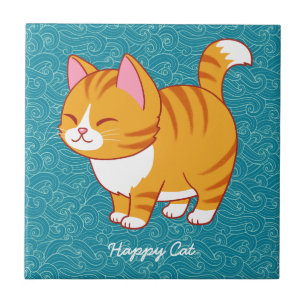 Azulejo Gato feliz personalizado