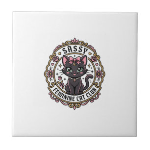 Azulejo Gato Femenino Sassy Diseño Divertido para Amantes
