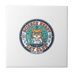 Azulejo Gato friki de la ciencia regalo para mamá - Friki 