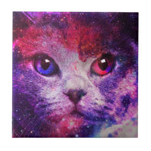 Azulejo Gato Galaxia Púrpura