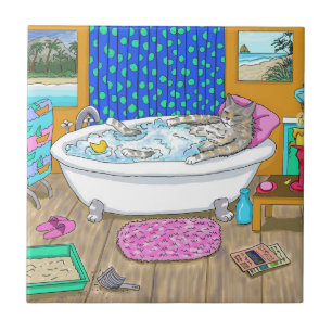 Azulejo Gato gracioso en Bath 665