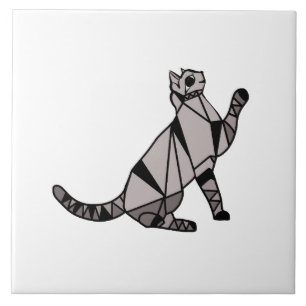 Azulejo Gato gráfico negro moderno y elegante