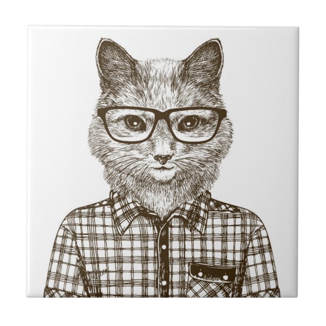 Azulejo Gato Hipster (Frente)