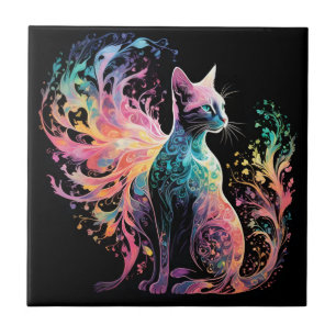 Azulejo Gato holográfico espectral: un prisma de elegancia