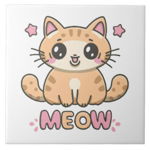 Azulejo gato lindo maúlla