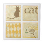 Azulejo Gato marrón y pájaro amarillo por Chariklia Zarris<br><div class="desc">Un gato marrón y un pájaro amarillo son los protagonistas de esta pieza de Chariklia Zarris. ¿Está el gato mirando al pájaro? ¿O el pájaro está vigilando al gato? Compra una copia de esta impresión y decidí por ti mismo!</div>