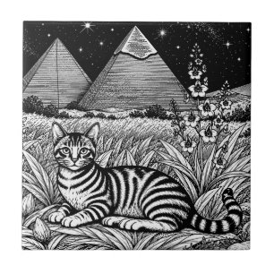 Azulejo Gato Mau Egipcio Bajo las Pirámides