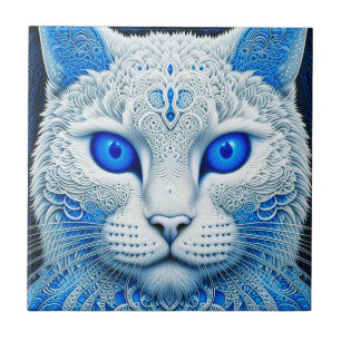 Azulejo Gato místico blanco Eéret AI Art