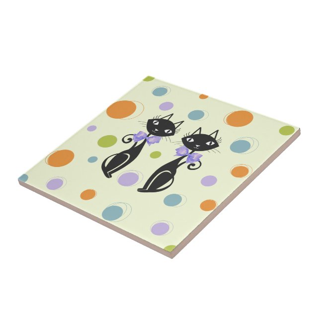 Azulejo Gato moderno de mediados del siglo (Lado)