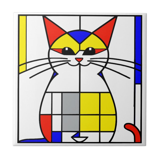 Azulejo gato Mondrian (Frente)