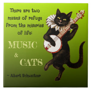 Azulejo Gato Musical Adorable Dos Medios de Refugio Schwei