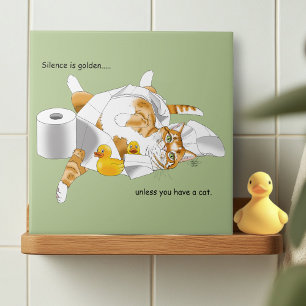 Azulejo Gato Naranja Jengibre Papel Higiénico Divertido Ve