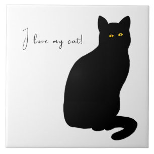 Azulejo Gato negro con ojos amarillos