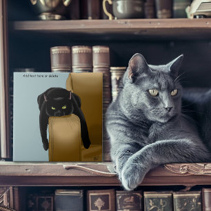 Azulejo Gato negro descarado humor cansado divertido azul