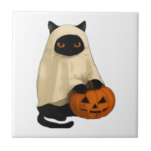Azulejo Gato negro fantasma con camiseta esencial de calab