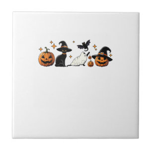 Azulejo Gato Negro Halloween Calabaza Boo Fantasma Bruja E