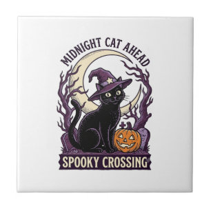 Azulejo Gato Negro Halloween Grabado Antiguo Gato de Calab