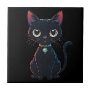 Azulejo Gato negro poco espeluznante