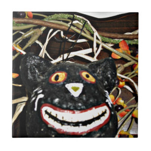 Azulejo Gato negro sonriente