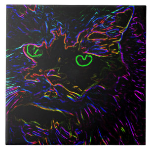 Azulejo Gato Neon Glow