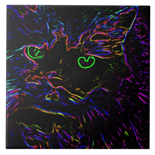 Azulejo Gato Neon Glow (Frente)