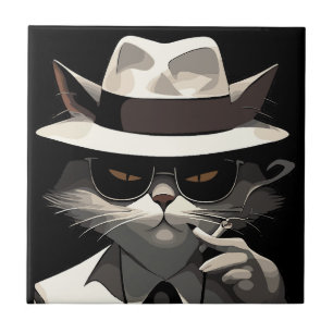 Azulejo Gato Noir Genial: Felino Suave y Misterioso