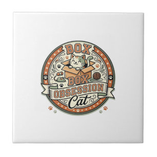 Azulejo Gato Obsesión Caja Gato Obsesión Caja Vector Vinta