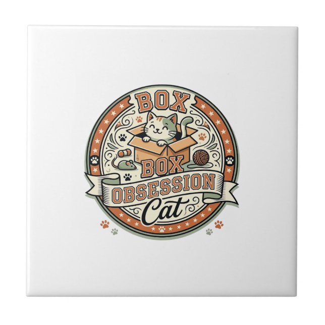Azulejo Gato Obsesión Caja Gato Obsesión Caja Vector Vinta (Frente)