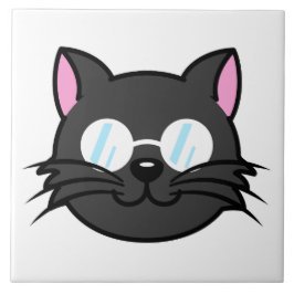 Azulejo Gato oscuro Gato negro Gato Gris vestido con lente