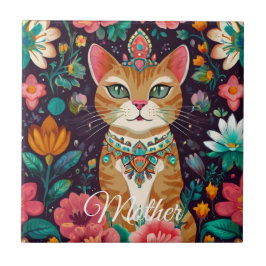 Azulejo Gato Perforado Coronado de Joyas
