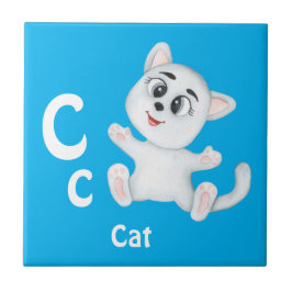 Azulejo Gato personaliza ABC: Letra C - Agrega tu nombre