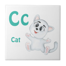 Azulejo Gato personaliza ABC: Letra C - Agrega tu nombre