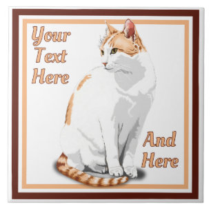 Azulejo Gato Personalizado Naranja y Blanco con Jengibre