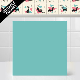 Azulejo Gato retro atómico de los 50 editable color acento