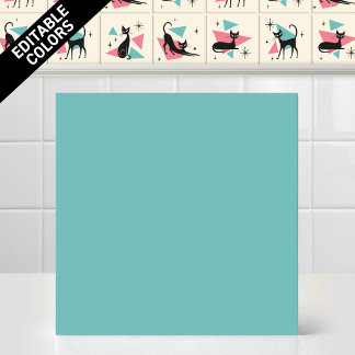 Azulejo Gato retro atómico de los 50 editable color acento