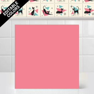 Azulejo Gato retro atómico de los 50 editable con acento d