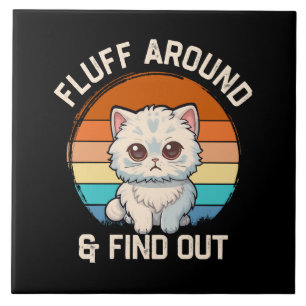 Azulejo Gato Retro Divertido Averigua y Rodéate de Pelusa